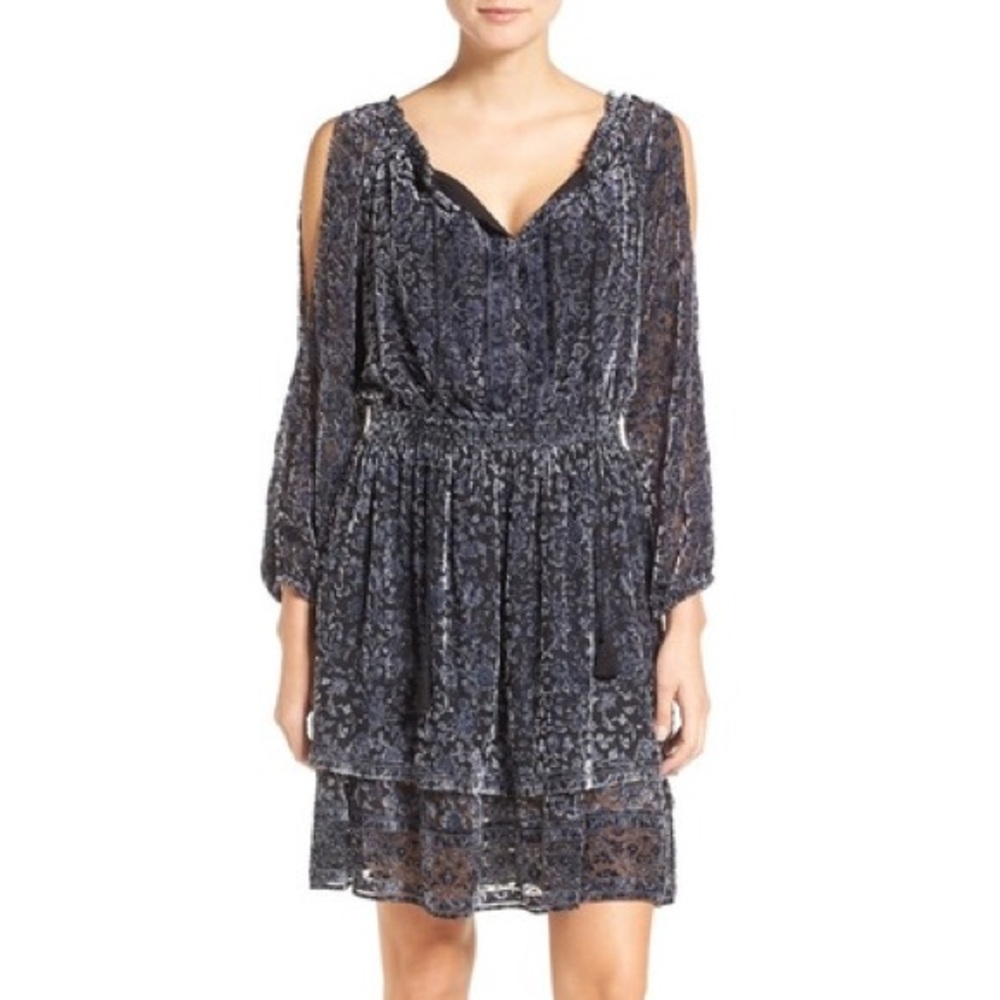 NWT Elie Tahari 'Olsen' A-Line Devore Velvet Dress